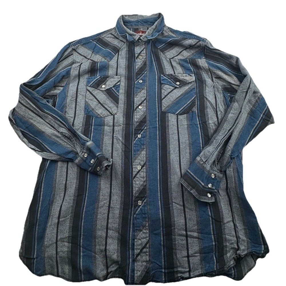 Wrangler Shirt Mens 2XL‎ Western Pearl Snap Long Sleeve Desert Striped Cowboy